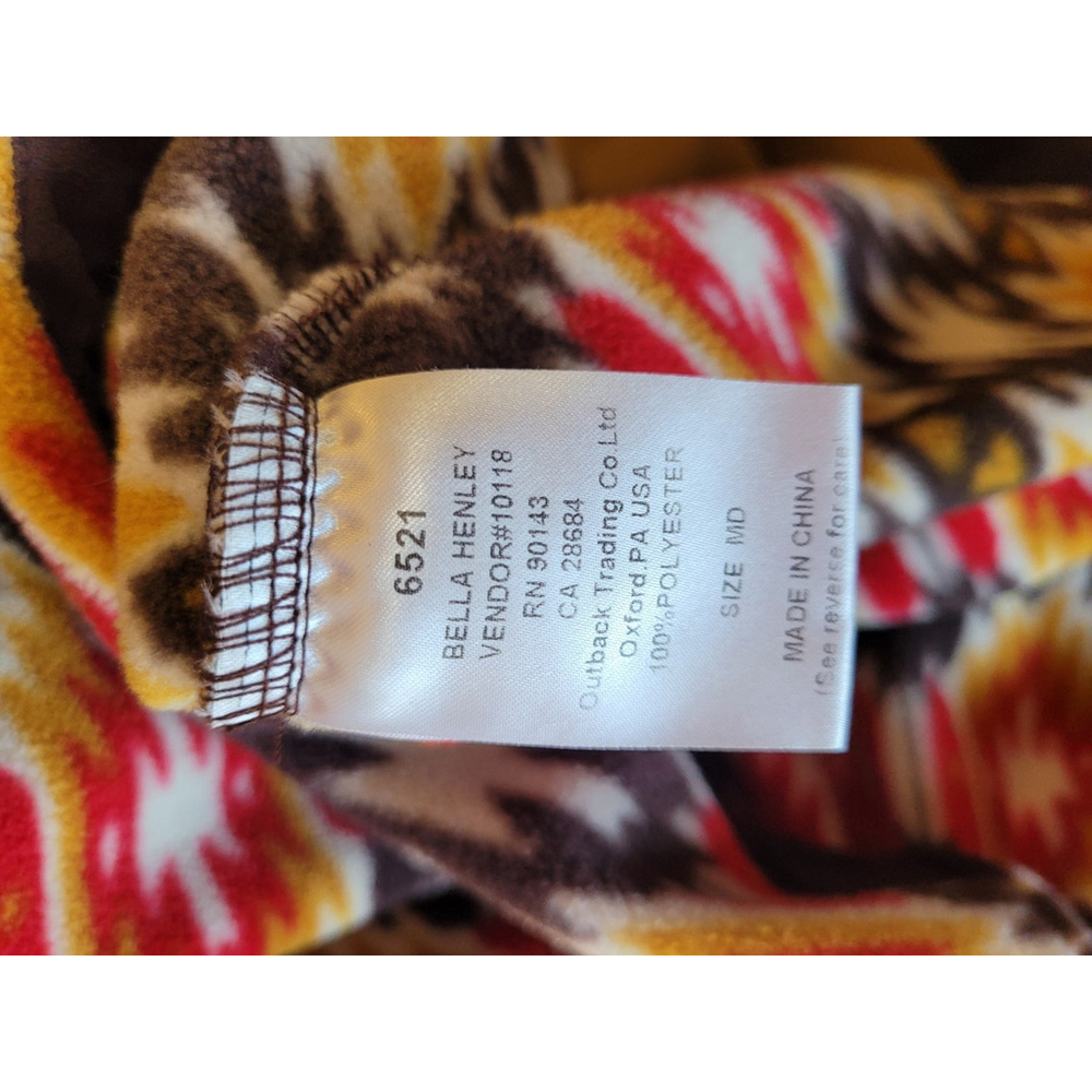 Outback Trading Company Southwestern Print Quarter Zip Bella Henley Pullover MD - Picture 10 of 11